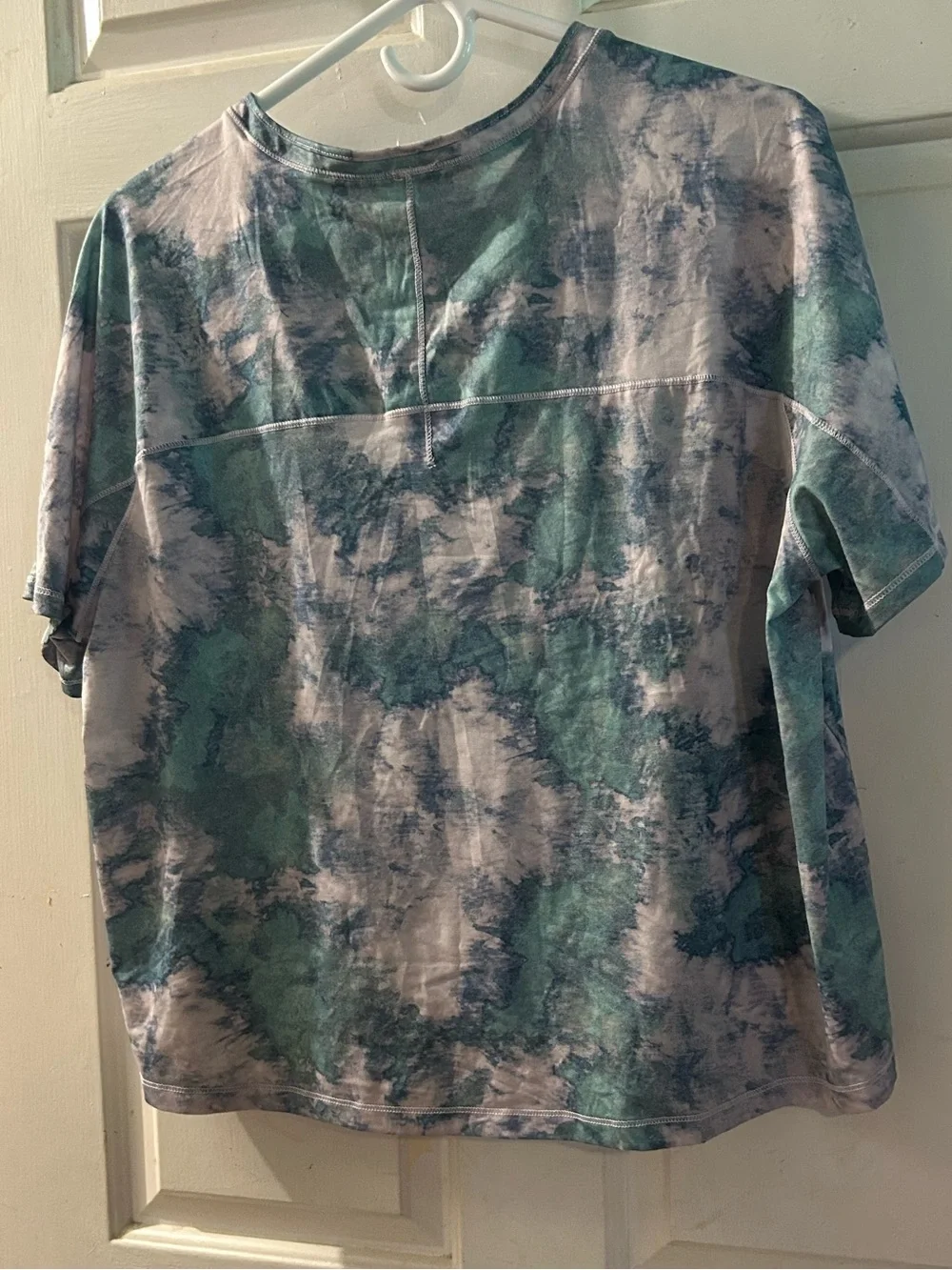 The North Face Women's Tie-Dye Short Sleeve Tee in Teal and Light Gray - Picture 2 of 2
